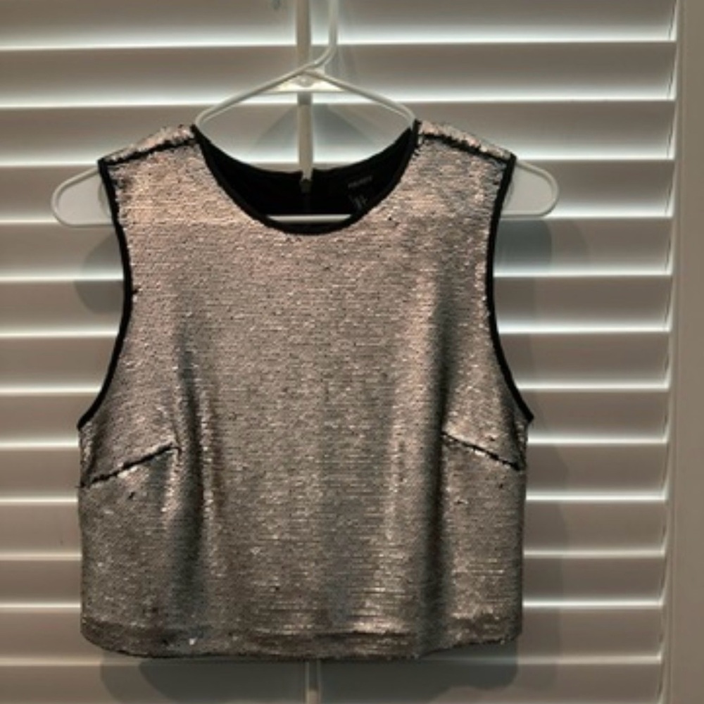 Forever 21 Metallic Silver Crop Top